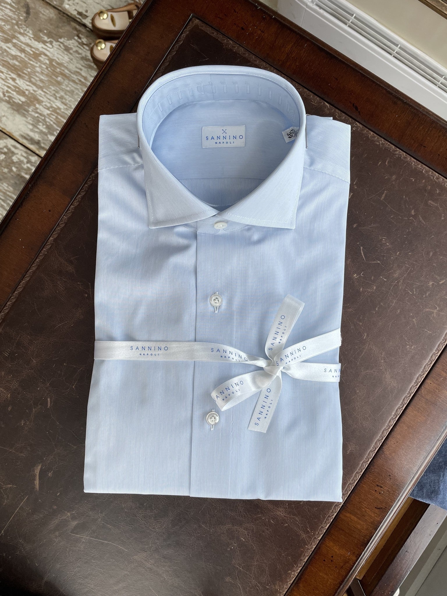 Sannino blue fil-a-fil shirt